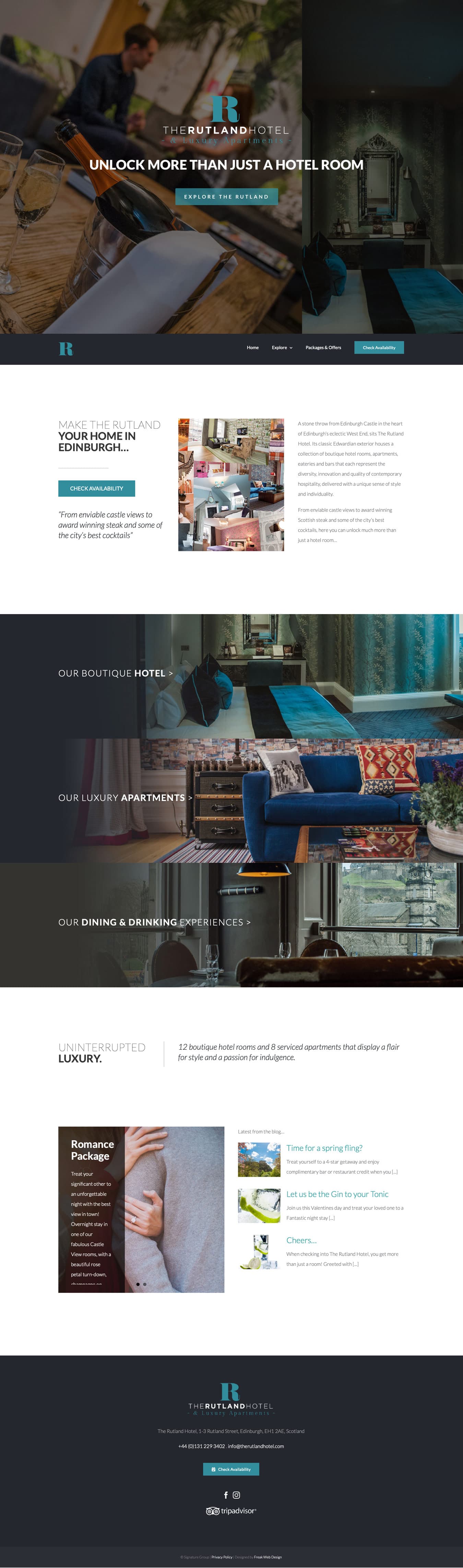 The rutland hotel website design